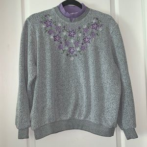 Bon Worth gray and lavender sweater vintage